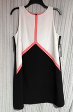 NWT Tahari Arthur S. Levine Black, White & Pink Sleeveless Dress