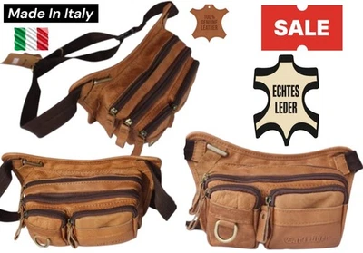Sac Banane En Cuir Marron Véritable Pour Ceinture Taille Voyage - Photo 1/4