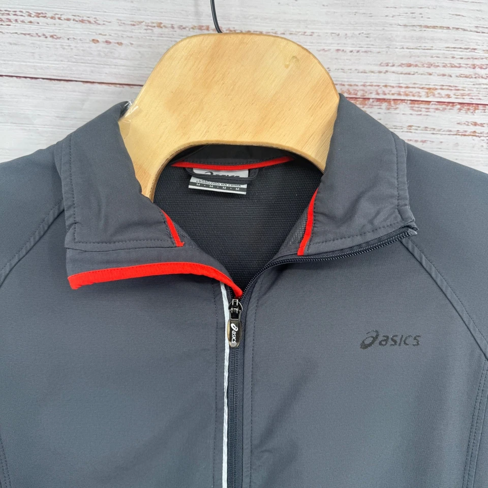 Asics Womens Gray Full Zip Running Jacket Athletic Track Lightweight Size Medium - Image 2 of 4