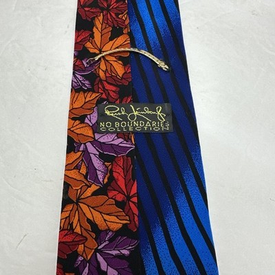 RUSH LIMBAGUH MEN'S TIE  ORANGE, BLUE/ FALL LEAVES Width: 4'' LENGTH 58''