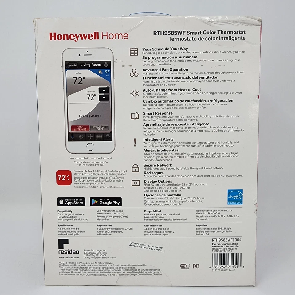 Termostato programável cor inteligente Honeywell RTH9585WF cinza - Imagem 4 de 4