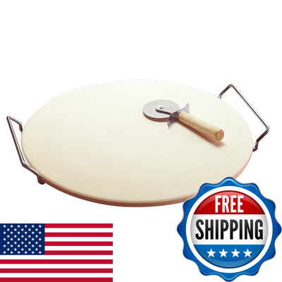Goodcook Oven To Table Ceramic Stoneware Pizza Stone Metal Rack 14.75 White