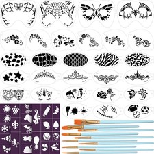 Thenshop 42 Pcs Face Paint Stencils Kits Includes 28 Reusable Facial Black