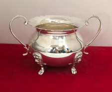 Vintage Sterling Silver Footed Sugar Bowl, 3-1/8'' High X 5''Wide