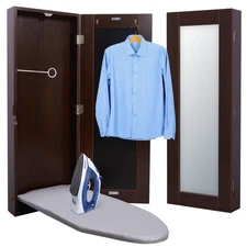 Ivation Wall-Mounted Ironing Board, & Ironing Board Cover W/ Mirror