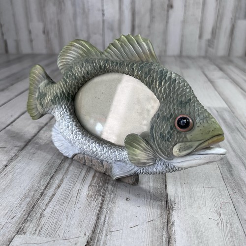 Vintage Large Mouth Bass Fish Shaped Picture Frame 9x5 For A 5x3 Photo Decor - Picture 2 of 7