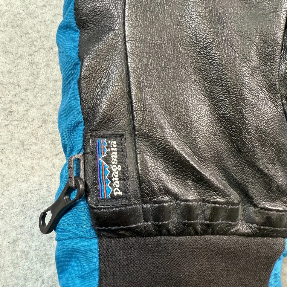 VTG Patagonia Mens L Waterproof Mittens Fleece Lined Blue Black Zip Cuff Skiing - Image 4 of 4