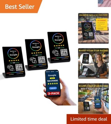 Google Review Stand 3-Pack - Tap for Instant Reviews NFC QR All Phones