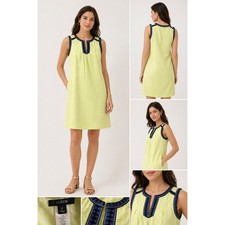 J.CREW NEON GREEN GEOMETRIC PRINT SLEEVELESS DRESS SIZE 4 POCKETS