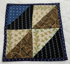 Antique Vintage Patchwork Small Doll Quilt Or Table Topper, 4 Patch W/ Triangles