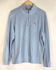Tommy Bahama Tobago Bay Quarter Zip Sweater Men's M Blue Sweatshirt Pima
