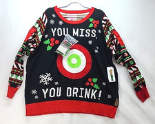 Tipsy Elves Holiday Drinking Game Ugly Christmas Sweater With Balls NWT