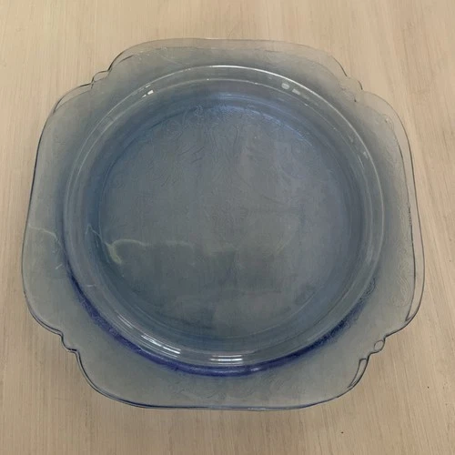 Federal Glass Madrid Depression Blue Dinner Plate 10 3/8" set of 2 vintage