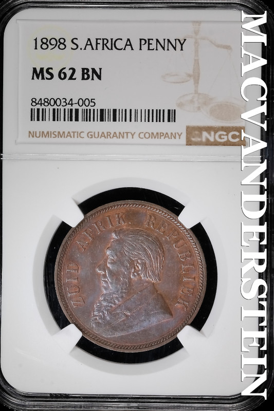 South Africa: 1898 Penny- NGC MS 62 BN- Lustrous- No Reserve #SLA674