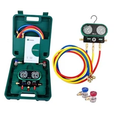 AC Manifold Gauge Set for R134a, R1234yf, and R410A, 800 PSI Dual-Scale R134A