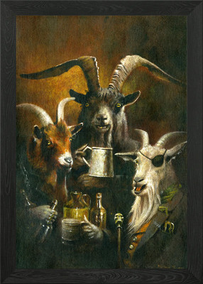 Three Billy Goats Rough gerahmtes Wandbild Poster Leinwanddruck Bild