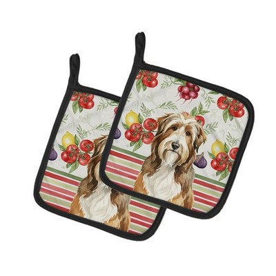 Caroline's Treasures Brown Bearded Collie Vegetables Pair of Potholders