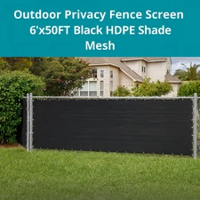 Outdoor Privacy Fence Screen 6x50FT Black HDPE Mesh Backyard Deck Holiday Decor