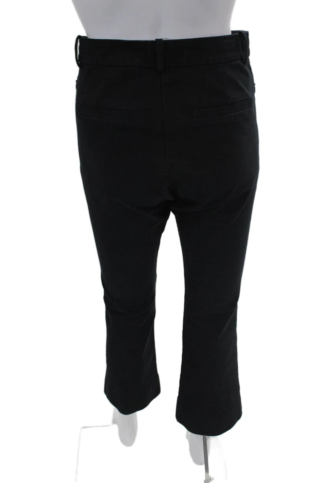 10 Pantalones Crosby Derek Lam Mujer Tiro Alto Pierna Recta Negro Algodón Talla 8 Foto 3 de 4