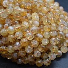 Citrine Round Beads - Cloudy - 8.5mm - 9mm - 15'', for Jewellery Making