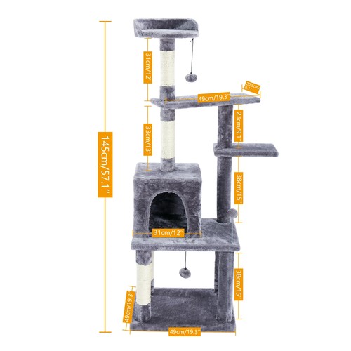 Casa Albero Gatto Animali Domestici Condominio Torre per Gatti Multistrato con Scala Tiragraffi in Sisal - Foto 12 di 22