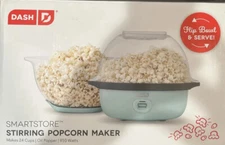 Blue Dash Smartstore Stirring Popcorn Maker Large 24 Cups Flip Bowl & Serve New