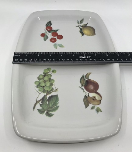 Cordon Bleu B.I.A Fruit Pattern 13x9” Rectangle Ceramic Platter Serving Dish GC - Picture 5 of 8