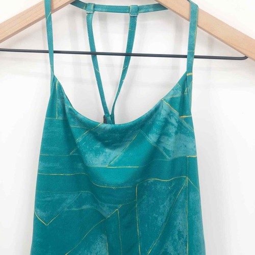 Camiseta sin mangas PRANA Wander Often Yoga retro azulada brillante azul verde talla XS NUEVA - Imagen 6 de 11