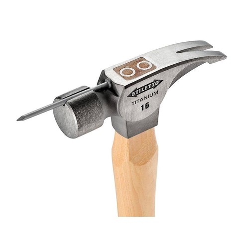 Stiletto Hammer w/ 18" Curved Hickory Handle Magnetic Nail Smooth Face Titanium - Picture 5 of 9