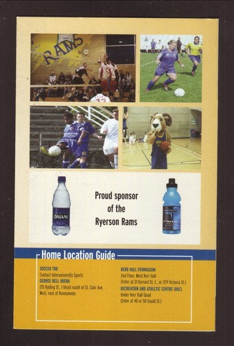 Ryerson Rams 2005-06 Athletic Sports Pocket Spielplan Dasani Powerade - Bild 2 von 2