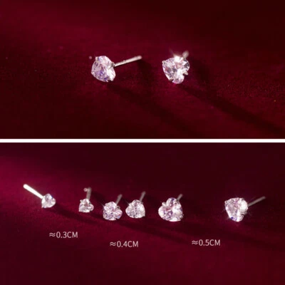 1 oder 3 Paar kleine Ohrstecker Herz Silber 925 3-6 mm Zirkonia Damen Ohrringe - Bild 1 von 4