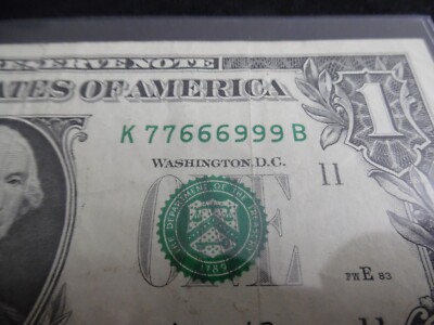 77666999 Fancy Serial Number 666 1$ Dollar Bill Note | eBay