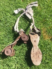 Rusty Rollfast Vintage Rollar Skates With Torn Sheets For Straps