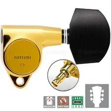 NEW Gotoh SG301-EN01 MG L3+R3 LOCKING Tuners Set Large EBONY Buttons 3x3 - GOLD