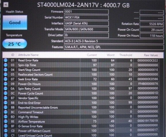 Seagate 4TB 14mm ST4000LM024 2AN17V-566 0001 2.5" HDD June 2017 China WU WCK - Image 3 of 4