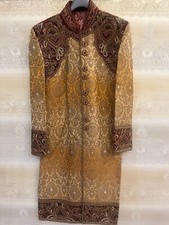 Traditional Designer Ethnic Indian Men Wedding Groom Sherwani Gold