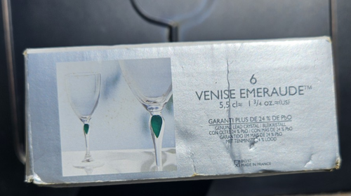 6 SELTENE Cristal d'Arques Venise Smaragdgrün Träne Cordial Gläser 4-5/8" 1,7 - Bild 19 von 23