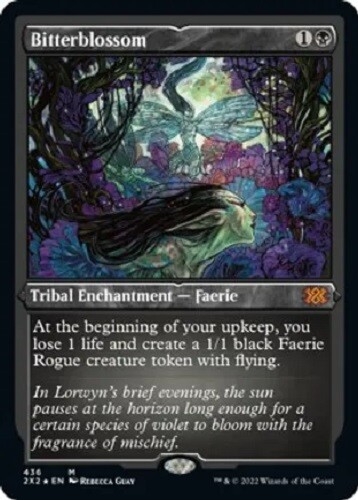 Bitterblossom 436 Mythic FOIL ETCHED Double Masters 2022 MTG 2X2 - Imagen 1 de 1