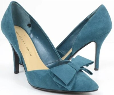 Chinese Laundry Suede Pumps Heels Pointy Toe Hunter Green Womens