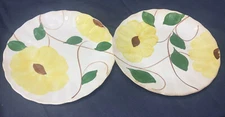 2 Blue Ridge Southern Potteries Ridge daisy yellow flowers dessert plates