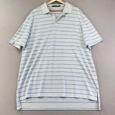 RLX Ralph Lauren Golf Polo Shirt Mens XL White Striped Wicking Stretch Athletic