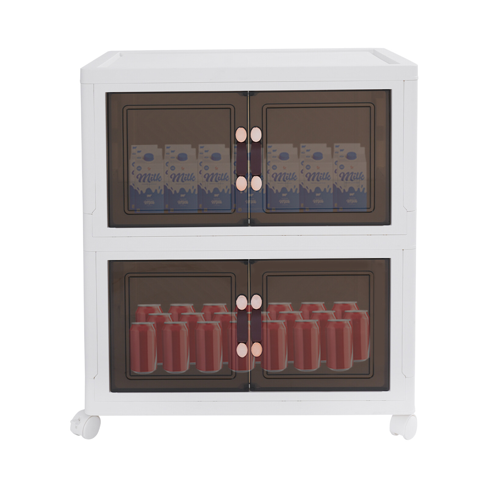 2-Layer Large Capacity Miscellaneous Storage Containers Box Cabinet w/ 4 Wheels