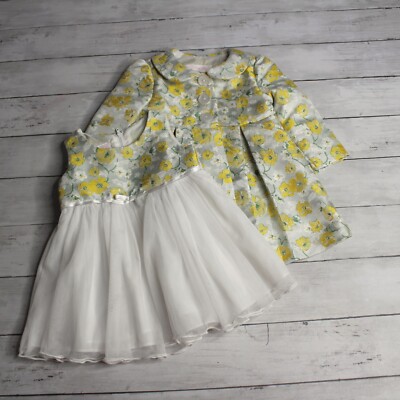 Bonnie Baby Girl's Brocade Dress Coat Set Size 12 Months Button Jacket