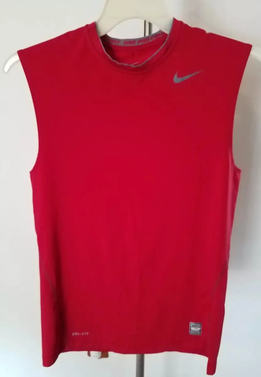 Nike Pro Combat Dri Fit Red Tank Top Men's Size Medium Sleeveless Fitted