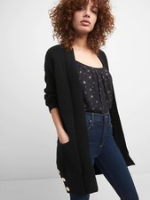 NWT Gap Long open-front shawl cardigan, True Black SIZE XS/S     269676 E23