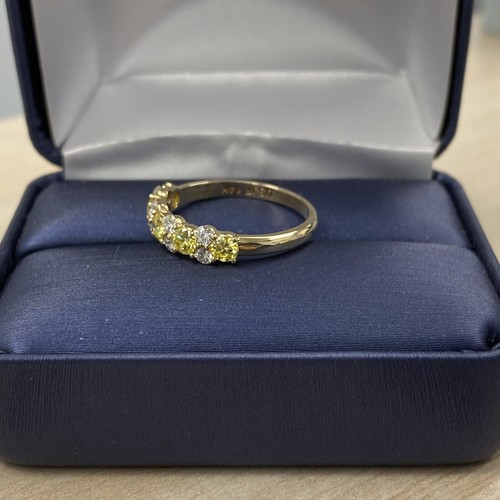 1.00Ct Round Yellow and White Alternating Lab Grown Diamond Wedding Band 14k - Picture 9 of 10