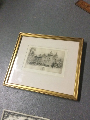 "Grabado vintage enmarcado pequeño de William Walcott ""Hollyrood""" - Imagen 7 de 9