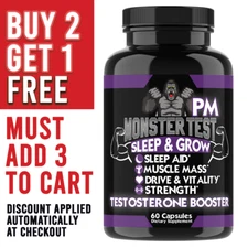 Angry Supplements MONSTER TEST PM Test Booster Men Tribulus Sleeping Pills 60ct