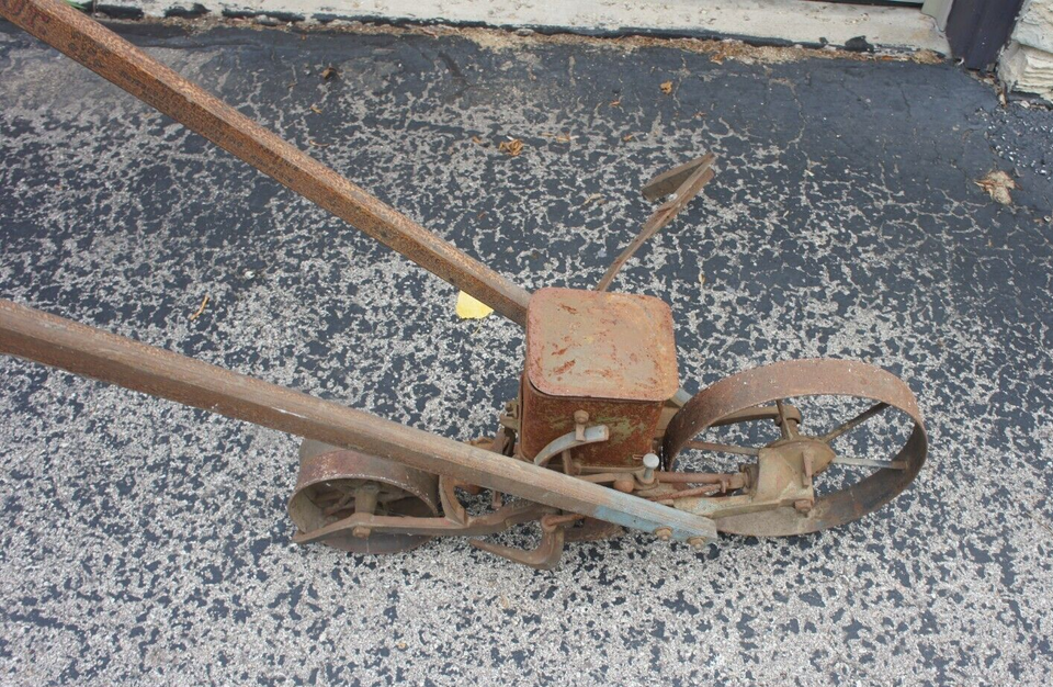 Antique JR. 4 Push Garden Farm Seed Planter Wood Handles