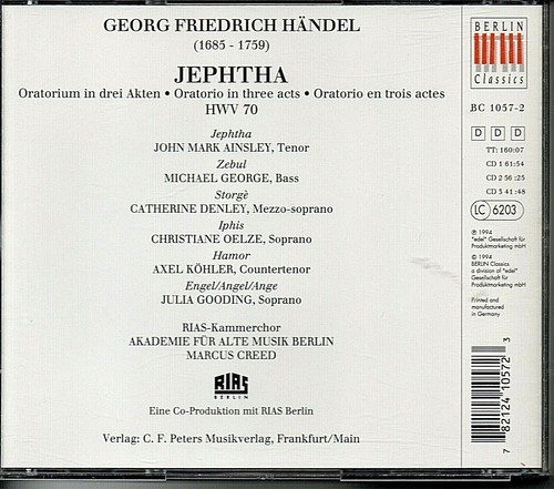 3CDs Händel JEPHTA Akademie für Alte Musik Berlin Marcus Creed (C1129) - Bild 2 von 3